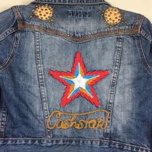 Zero Jeans Denim Crop Stud Embroidered Jean Jacket